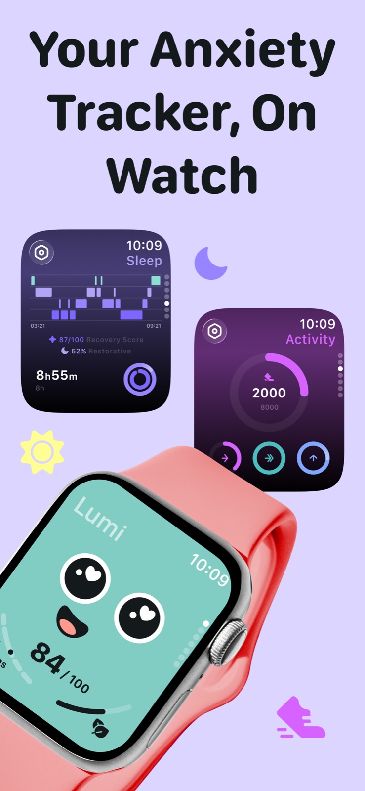 Check in from your wrist — stress, sleep and activity on Apple Watch.