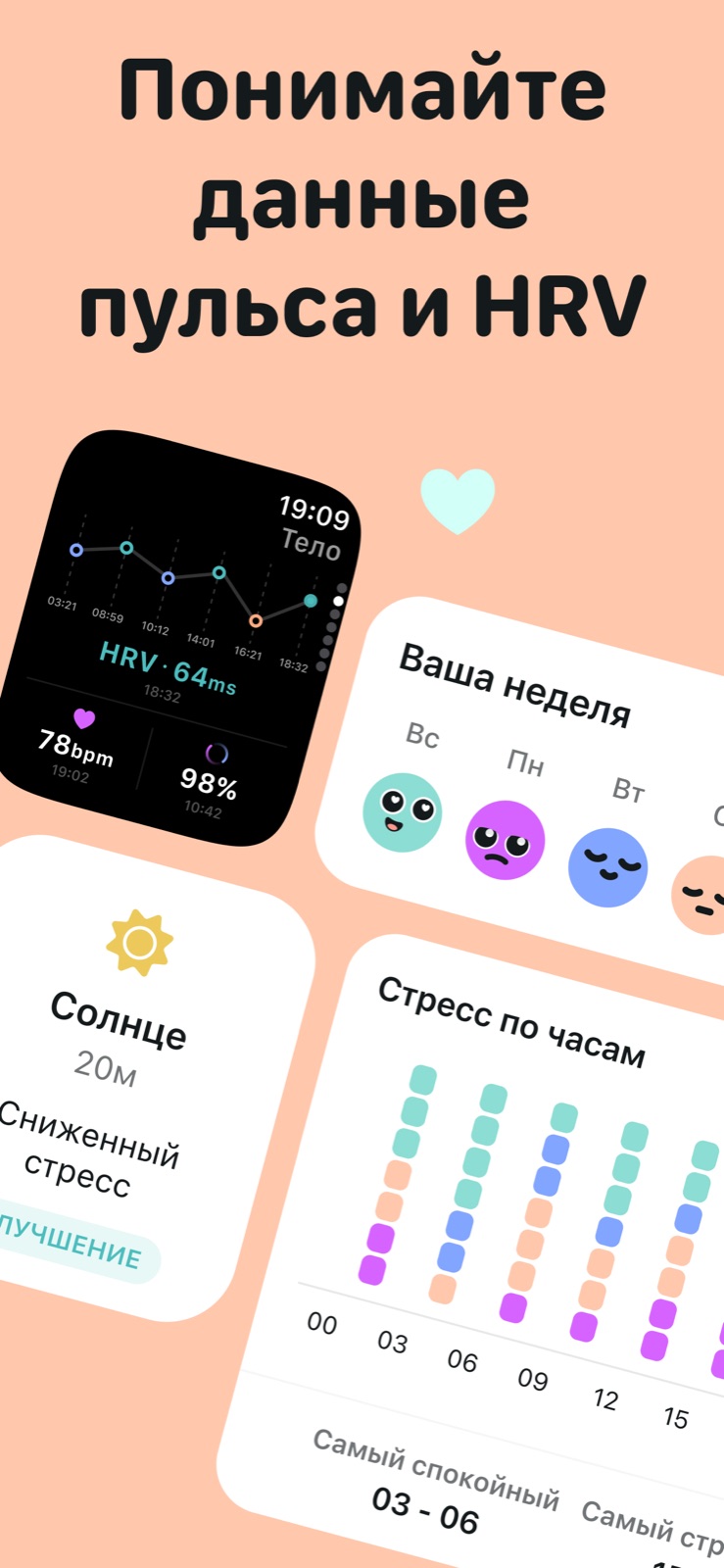 Поймите свою ВСР, стресс по часам и то, что влияет на ваши показатели.
