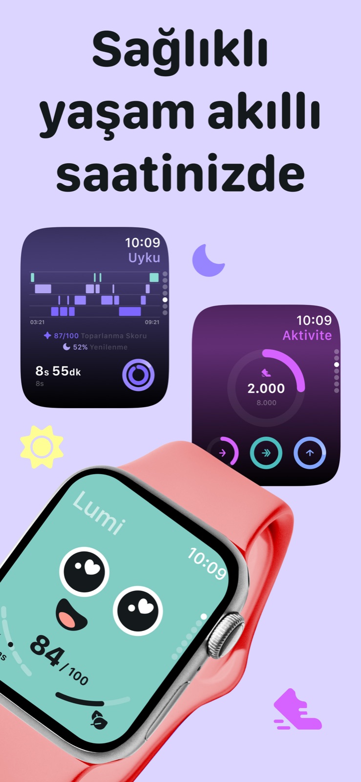Bilekten hızlı bakış: Apple Watch'ta stres, uyku ve aktivite.